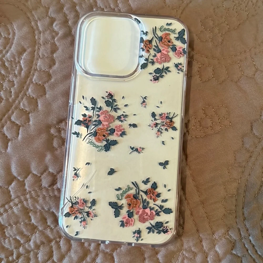 Coach Cell Phone Hardshell Case in Rose Bouquet / Clear, for iPhone 13 Pro